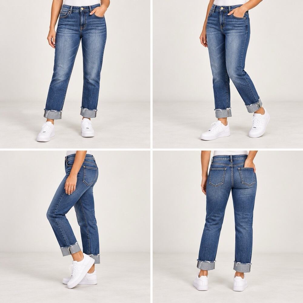 Royalty For Me Jeans Womens 10 Blue Stretch Denim Cuffed Raw Hem Casual